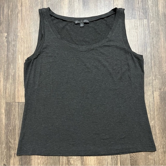 Lafayette 148 Women’s Dark Gray Loose Fit Low Cut Tank Top Tee Shirt Size XL - Picture 5 of 9